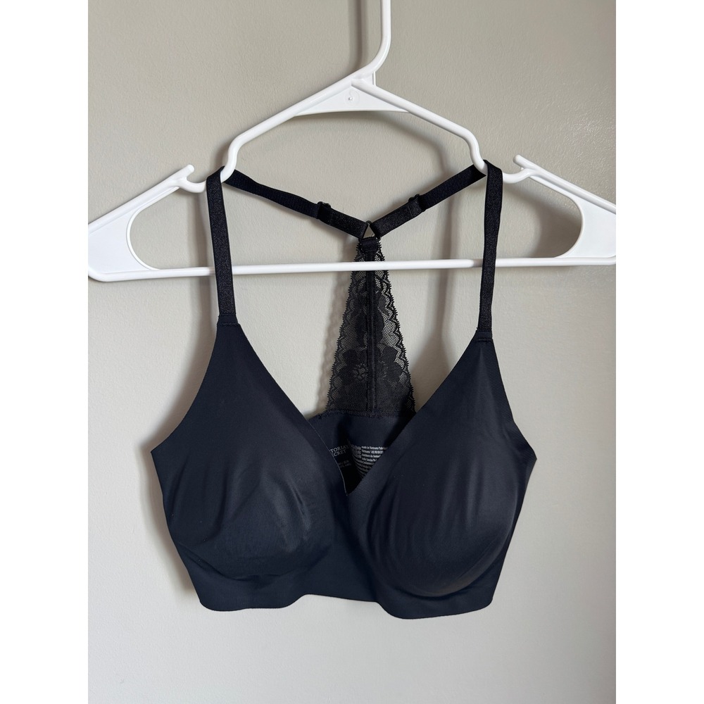 Victoria's Secret Womens Black Lace Racerback Bralette M Wireless Comfort Boho